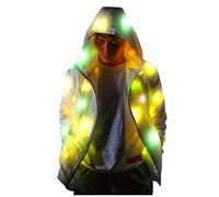 Skang Jacke Herbst Damen Lang bunt leuchtend leuchtend Männer Mantel Frauen Ärmelweste Kleidung LED-Damenmantel Winterdamenmantel Damen (White, M)