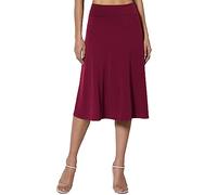 Skang Knielanger Rock Damen Sommer Einfacher Komfort-Basic-Stretch-Rock in A-Linie mit ausgestelltem Knie für Damen Wollrock Kurz