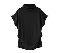 Skang Oberteil Damen Sommer Sexy Kurze, Lässige, Solide Rollkragen-T-Shirt-Top-Bluse Mit Ärmeln, Damengröße, Baumwolle, Damenbluse Weiße Shorts Damen