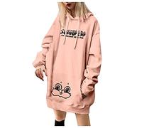 Skang Pullover Damen Winter Frauen verdickende Ohren Kaninchen Tops Samt Plus langes Kapuzen-Sweatshirt für Paare Männer Hoodie Ärmel Frauen Hoodies & Sweatshirts Damen Norweger Pullover (Pink, XL)