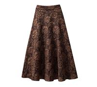 Skang Rock Lang Damen Sommer Boho Damen-Blumen-Jacquard-Rock mit hoher Taille, Midi-Swing-Rock Rock Sommer Schwarz