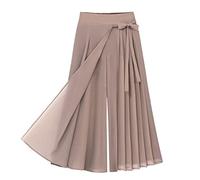 Skang Sommer Rock Damen Luftig Lang Damen-Plisseehose aus Chiffon, große Größe, elastische Taille, Freizeithose, Hosenrock Damen Bikini Hose Schwarz