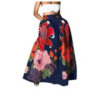 Skang Sommer Rock Damen Luftig Lang Einfarbiger Damen-Rock mit hoher Taille, hohen und niedrigen Rüschen, Zwei in einem, schnell trocknend, lässig, unregelmäßig drapiert, lässiger Lange Röcke A