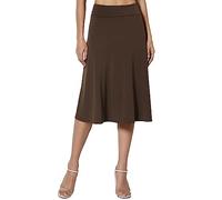 Skang Sommerrock Knielang Damen Einfacher Komfort-Basic-Stretch-Rock in A-Linie mit ausgestelltem Knie für Damen Sommerrock Schwarz Knielang