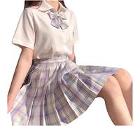 Skang Sommerröcke Damen Midi Mode Frauen Plaid Plissee A-Linie Rock -Burnout Hohe Taille Kurzer Rock Sommer Klamotten Teenager Mädchen