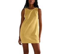 Skang Strickkleid Damen Sale Kleider Damen Sommer Sexy Sexy locker einfarbig schlicht ärmellos mittellanges Kleid Volant Kleid Damen Kleid Rockabilly Damen