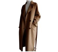 Skang Winter Mantel Für Frauen Oversize-Kaschmir-Wollmischgürtel für Damen, Trenchcoat, Outwear-Jacke Damen Wollmantel (Khaki, S)