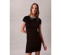 Skaterkleid CALVIN KLEIN JEANS "SS COLOR BLOCK COTTON RIB BABY T", Damen, Gr. XL (44), N-Gr, schwarz, Web, Obermaterial: 94% Baumwolle, 6% Elasthan, unifarben, regular fit kurz, Rundhals, eingesetzt a