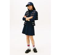 Skaterkleid TOMMY HILFIGER "ESSENTIAL SKATER DRESS L/S", Mädchen, Gr. 12 (152), N-Gr, blau (schwarz night navy), Web, Obermaterial: 72% Polyester, 23% Modal, 5% Elasthan, unifarben, regular fit kniefr