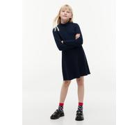 Skaterkleid TOMMY HILFIGER, Mädchen, Gr. 12 (152), N-Gr, dunkelblau, Web, Obermaterial: 95% Baumwolle, 5% Elasthan, unifarben, regular fit knieumspielend, hoch geschlossener Ausschnitt, gewellter Absc