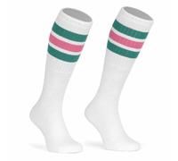 Skatersocks 22 Inch Kniehohe gestreifte Tube Socken im Retro Style weiss - teal/ bubblegum pink gest