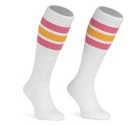 Skatersocks 22 Inch Kniehohe gestreifte Tube Socken im Retro Style white - bubblegum-pink-gold
