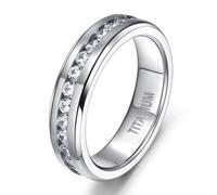 Skcess 7MM Verlobungsring Herren Personalisiert Wolframstahl, Ewigkeitsring Form Ringe für Männer, Unisex Ring Vintage Silber, Gr.58 (18.5)