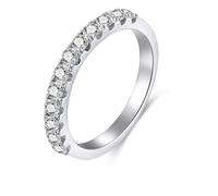 Skcess Damen Ring Vintage 925 Sterling Silber, Halb Ewigkeitsring Form Ehering Frau mit Zirkonia, Damen Ring Verlobungsring Silber, Gr.58 (18.5)