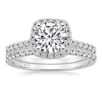 Skcess Hochzeitsring 925 Sterling Silber, Ewigkeitsring 2Pcs Form Damenring mit Zirkonia, Damen Ringe Vintage Silber, Gr.58 (18.5)