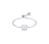 Skcess Platin Ringe Damen, Verlobungsring 6mm Opal Weiß Blau 0.75ct Kein Edelstein Größe 53 (16.9)