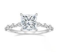Skcess Vintage Ringe Damen 925 Sterling Silber, 4 Klaue Ewigkeitsring Form Damenring mit Zirkonia Prinzessschliff, Damen Eheringe Trauringe Silber, Gr.58 (18.5)