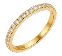 Skcess Vintage Ringe Damen 925 Sterling Silber, Ewigkeitsring Form Damenring mit Zirkonia, Damen Eheringe Trauringe Gold, Gr.58 (18.5)