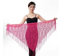 Skdvy Hip Scarf for Belly Dancing,Bauchtanz Hüfttuch Bauchtanz-Kostüme, Pailletten-Quaste, Bauchtanz-Hüfttuch for Frauen, Bauchtanz-Taillenkette, 12 Farbvarianten(Rhodo)