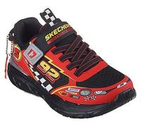Skechers Boys Sneaker, Black Synthetic/Textile/Red Trim, 28 EU