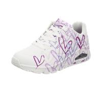 Wedgesneaker SKECHERS "UNO-SPREAD THE LOVE" Gr. 37, lila (weiß, lila) Damen Schuhe Sneaker mit auffälligem Graffiti-Print, Freizeitschuh, Halbschuh, Schnürschuh Bestseller (45381813-37)