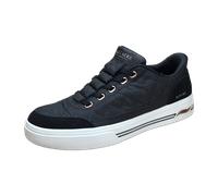 Slip-On Sneaker SKECHERS "ARCH FIT ARCADE-CUDDLE STEPS", Herren, Gr. 38, schwarz, Lederimitat, Nylon, Veloursleder, gesteppt, Schuhe, Slipper, Schlupfschuh, Freizeitsneaker mit elastischen Schnürsenke