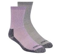 Skechers 2 Pack WoMänner's Crew Wool Socken in Violett/Grau, Größe Medium