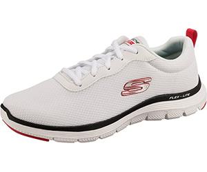 Skechers 232229/WBKR Flex Advantage 4.0-Providence Herren Sneaker Turnschuhe Sportschuhe Vegan weiß/rot/schwarz, Größe:43, Farbe:Weiß