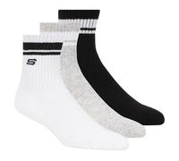 Skechers 3 Pack Boys' Crew Socken in Weiss/Schwarz, Größe Medium