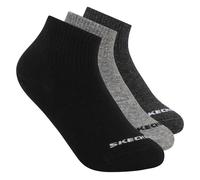 Skechers 3 Pack Boys' Quarter Crew Cotton Socken in Schwarz/Grau, Größe Medium