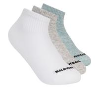 Skechers 3 Pack Boys' Quarter Crew Cotton Socken in Weiss/Grau, Größe Medium