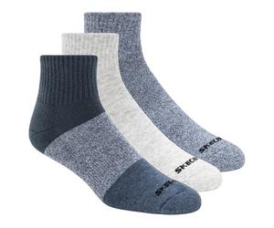 Skechers 3 Pack Männer's Colorblock Quarter Socken in Blau, Größe Groß