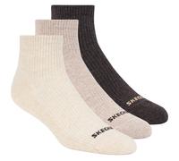 Skechers 3 Pack Männer's Lifestyle Quarter Ribbed Socken in Nature Brown/Gray, Größe Groß