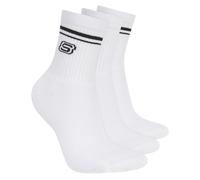 Skechers 3 Pack WoMänner's Low Crew Varsity Socken in Weiss, Größe Medium
