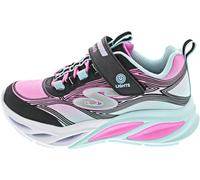 Sneaker SKECHERS "COSMIC GLOW LIGHTS", Mädchen, Gr. 32, bunt (schwarz, multi), Lederimitat, Textil, kontrastfarbene Details, Schuhe Sneaker, Klettschuh mit Glitzer, Größenschablone zum Download (40834