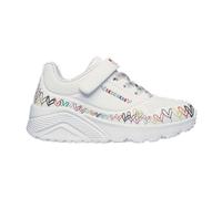 Sneaker SKECHERS "UNO LITE", Mädchen, Gr. 31, bunt (weiß, multi), Lederimitat, kontrastfarbene Details, Schuhe Sneaker, Klettschuh mit bunten Herzen, Größenschablone zum Download (11191153-31) weiß, m