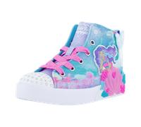 Sneaker SKECHERS "TWINKLE MAGIC LIGHTS" Gr. 28, blau (türkis, pink), Kinder, Synthetik, kontrastfarbene Details, Glitzer, Schuhe, Blink,-Schnürboots,Reißver.,Glitzer, Größenschablone zum Download (427
