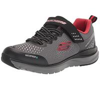 Skechers 403847L CCBK Sneaker, Charcoal Textile/Black Trim, 28 EU