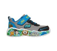 Lauflernschuh SKECHERS "PLAY SCENE", Mädchen, Gr. 25, grau, blau, Lederimitat, Mesh, Schuhe Lauflernschuh, Freizeitschuh mit bedruckter Sohle, Größenschablone zum Download (77245214-25) grau, blau