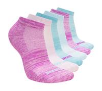 Skechers 6 Pack Girls' Low Cut Color Stripe Socken in Violett/Türkis, Größe Klein