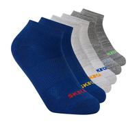 Skechers 6 Pack Low Cut Non Terry Socken in Blau/Grau, Größe Klein