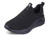 Skechers Arch Fit 2.0 Damen-Sneaker, Schwarze Strickverzierung in Gunmetal, 37.5 EU
