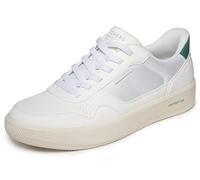 Slip-On Sneaker SKECHERS "ARCH FIT COURT BREAK", Herren, Gr. 45, weiß, grün, Lederimitat, kontrastfarbene Details, Schuhe Slip-On Sneaker, Schnürschuh, Freizeitschuh mit Handsfree Slip-Ins Technologie