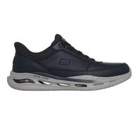 Slip-On Sneaker SKECHERS "ARCH FIT ORVAN", Herren, Gr. 47,5, schwarz, Leder, Lederimitat, casual, Schuhe, Schnürschuh, Trainingsschuh mit Glide Step (26780257-47,5) schwarz