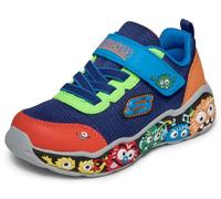 Skechers Baby - Jungen Play Scene Turnschuhe, Navy & Blue Textile/ Lime & Red Synthetic/ Mu, 24 EU