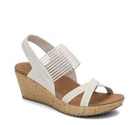 Skechers Damen Beverlee HIGH Tea Sandalen, Natural Sparkle Linen/Gore Trim, 41 EU