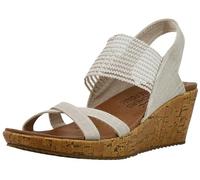 Skechers Damensandalen Beverlee HIGH Tea – Natural Sparkle Leinen/Gore-Besatz – Größe 41 EU