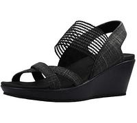 Skechers Damen Beverlee HIGH Tea Sandalen, Black Sparkle Linen/Gore Trim, 39 EU