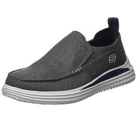 Skechers Bewährte EversLoafer für Herren, flach, Anthrazitfarbenes gewaschenes Segeltuch, 45 EU
