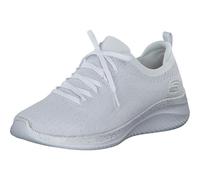 Skechers Big PlanSneaker für Damen, Weißer, silberfarbener Strick, silberfarbener Rand, 42 EU